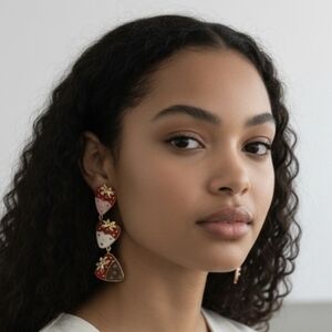 Target Strawberry Earrings in Red, White, and Gold